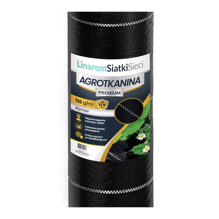 Agrotkanina 135g 1,6x50 Premium. Agrowłóknina na chwasty UV 3% o wysokim standardzie wykonania.