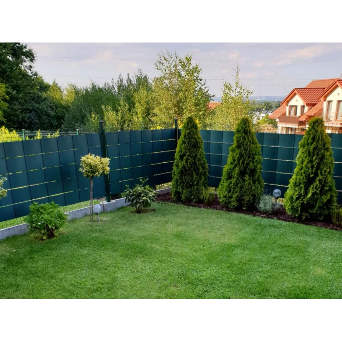 Taśma ogrodzeniowa 19cm x 50mb kolor zielony +klipsy. Osłona na ogrodzenia panelowa. Linarem SiatkiSieci