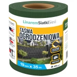 Taśma ogrodzeniowa Linarem PVC 450g/m2. Osłona na ogrodzenie, panele, balkon. Rolka 19cm x 35 m. Kolor zielony RAL 6005