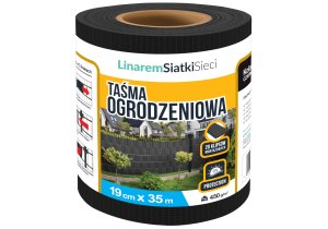 Taśma ogrodzeniowa na panele balkon PVC Linarem 450 g/m2. 19 cm dł. 35 mb. Kolor czarny RAL 9005.