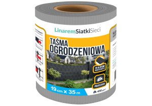 Taśma ogrodzeniowa na panele balkon PVC Linarem 450 g/mkw. 19 cm dł. 35 mb. Kolor jasnoszary RAL 7040. 