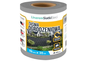 Taśma ogrodzeniowa na panele balkon PVC Linarem 450 g/mkw. 19 cm dł. 35 mb. Kolor jasnoszary RAL 7040. 